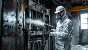 ניקוי לאחר שריפה באמצעות קרח יבש – הסרת פיח מלוח חשמל